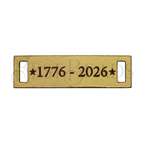 5mm flat LEATHER FRAME - 250 YEARS - MET. GOLD - 5 pcs