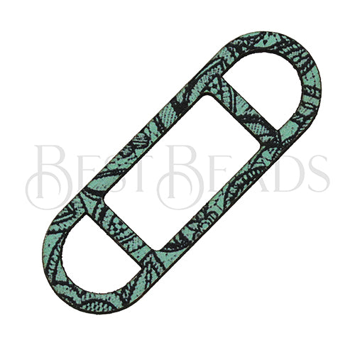10mm flat LEATHER FRAME - STYLE 1 - BLUE LACE - 5 pcs