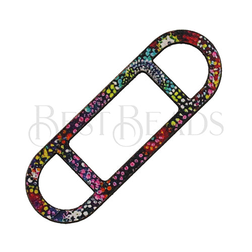 10mm flat LEATHER FRAME - STYLE 1 - FIREWORKS - 5 pcs