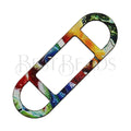 10mm flat LEATHER FRAME - STYLE 1 - RAINBOW MARBLE - 5 pcs