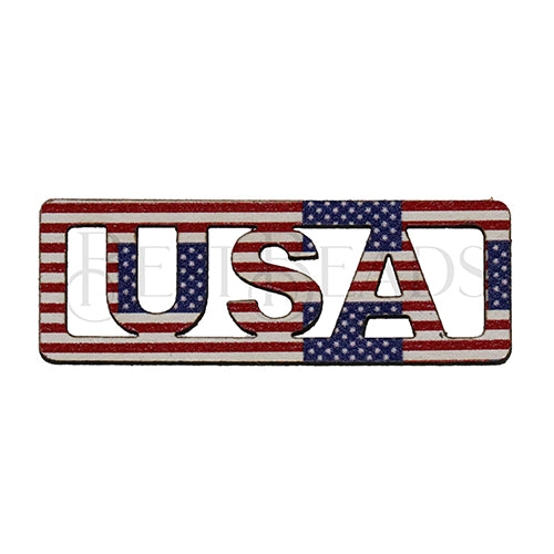 10mm flat LEATHER FRAME - USA - AMERICAN FLAG - 5 pcs