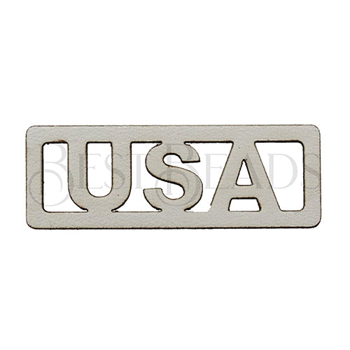 10mm flat LEATHER FRAME - USA - WHITE - 5 pcs