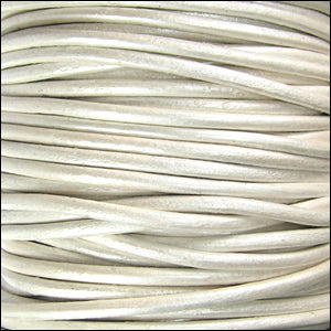 1.5mm round Euro leather METALLIC WHITE - 25m SPOOL