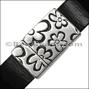 10mm flat FLOWER magnetic clasp ANT SILVER - 10 clasps