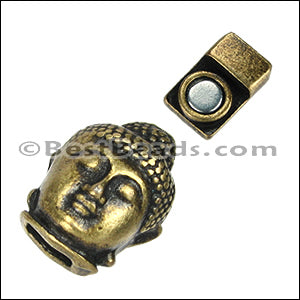6mm flat BUDDHA magnetic clasp ANT BRASS - 10 clasps