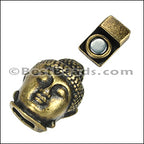6mm flat BUDDHA magnetic clasp ANT BRASS - 10 clasps