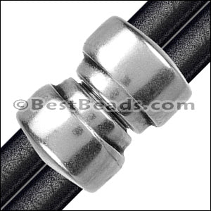5mm round DOUBLE magnetic clasp ANT SILVER - 5 clasps