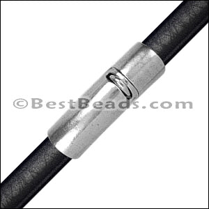 6mm round CURVED TUBE magnetic clasp ANT SILVER - 5 clasps