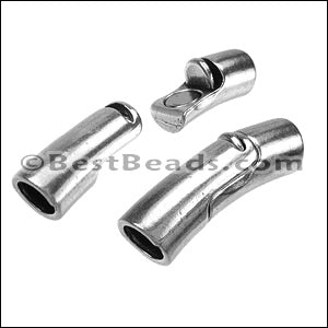 6mm round CURVED TUBE magnetic clasp ANT SILVER - 5 clasps