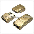 6mm flat RECTANGLE magnetic clasp ANT BRASS - 10 clasps
