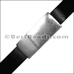 6mm flat RECTANGLE magnetic clasp ANT SILVER - 10 clasps