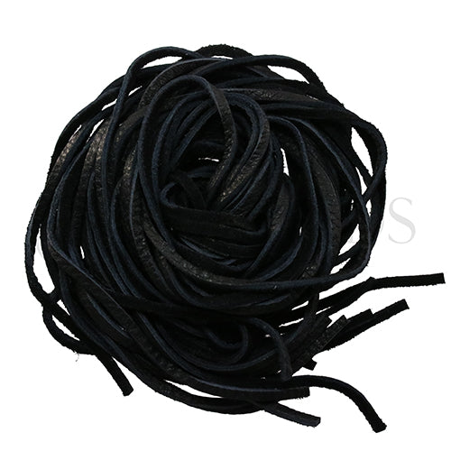 3mm Flat DEERSKIN lace BLACK - Bag of 10