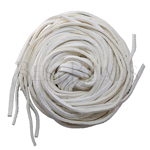 3mm Flat DEERSKIN lace WHITE - Bag of 10