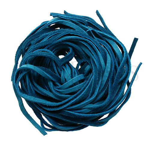 3mm Flat DEERSKIN lace DARK TURQUOISE - Bag of 10