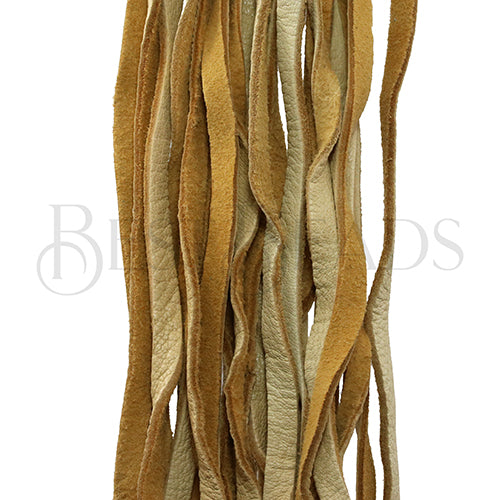 6mm Flat DEERSKIN lace DARK CREAM - Bag of 10