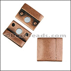 20mm flat RECTANGLE magnetic clasp ANT COPPER - 5 clasps