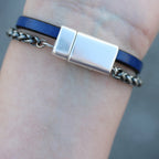 5mm flat LEATHER + HEADPIN magnetic clasp ANT SILVER - 10 clasps