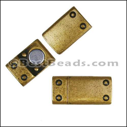 8mm flat RIVET magnetic clasp ANT BRASS - 10 clasps