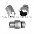 6mm round TUBE magnetic clasp ANT. SILVER - 5 clasps