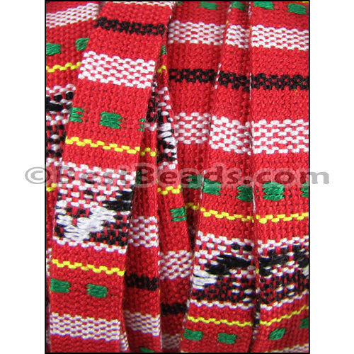 10mm flat Multi Cotton Cord BRIGHT RED - 5 meters