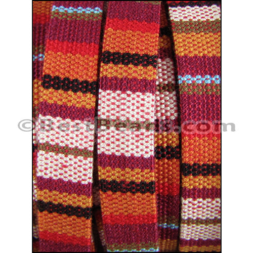 10mm flat Multi Cotton Cord RED/BROWN - 5 meters