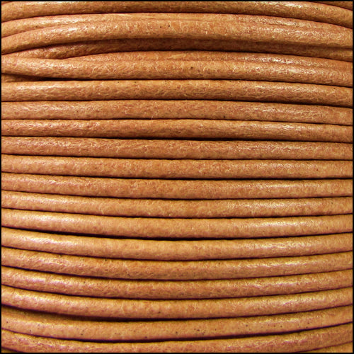 2mm Round Mediterranean Leather NATURAL - 20m SPOOL