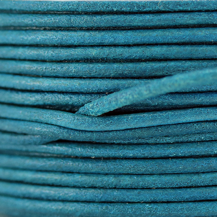 2mm Round Mediterranean Leather TURQUOISE - 20m SPOOL
