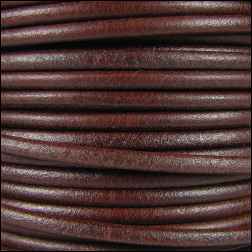 3mm Round Mediterranean Leather BROWN - METER