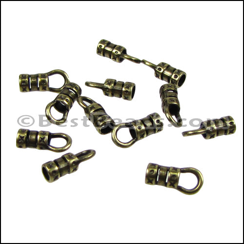 2mm Leather Crimp End with Loop ANT BRASS - approx. 72 pcs
