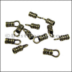 1mm Leather Crimp End with Loop ANT BRASS - approx. 72 pcs