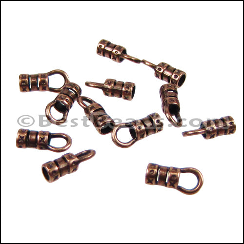 2mm Leather Crimp End with Loop ANT COPPER - approx. 72 pcs