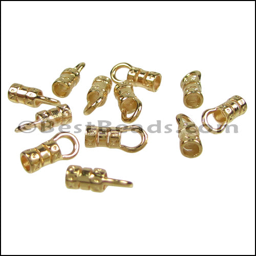 1mm Leather Crimp End with Loop GOLD - approx. 72 pcs