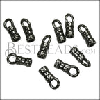 2mm Leather Crimp End with Loop GUNMETAL - approx. 72 pcs