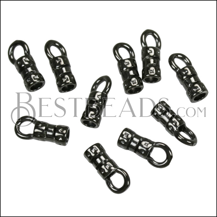 2mm Leather Crimp End with Loop GUNMETAL - approx. 72 pcs
