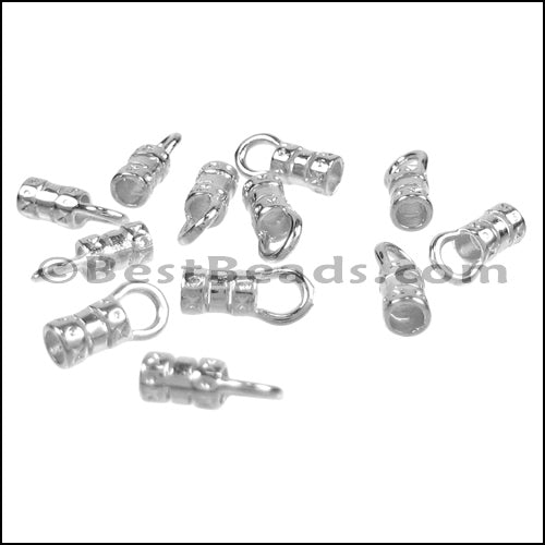 1.5mm Leather Crimp End with Loop SILVER PLATE - approx. 72 pcs
