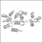 2.5mm Leather Crimp End with Loop SILVER PLATE - approx. 72 pcs
