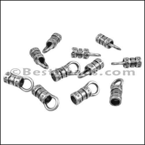 1.5mm Leather Crimp End with Loop ANT SILVER - approx. 72 pcs
