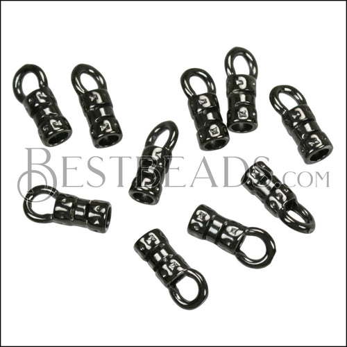 1.5mm Leather Crimp End with Loop GUNMETAL - approx. 72 pcs
