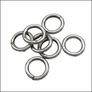 CLOSED jump ring 6mm ounce ANTIQUE SILVER