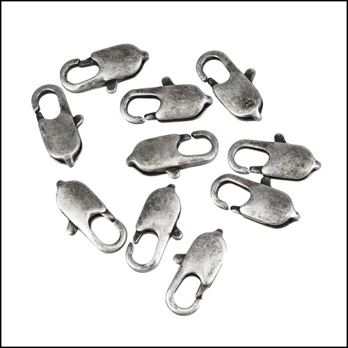 14mm x 5mm Oval Lobster Clasp ANT SILVER - 10 pcs