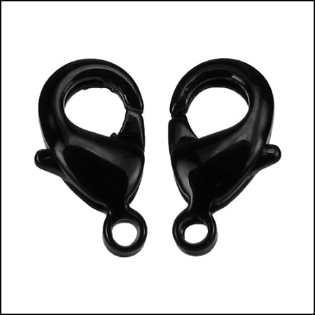 15mm x 9mm Lobster Clasp NITE BLACK SHINY - 10 pcs