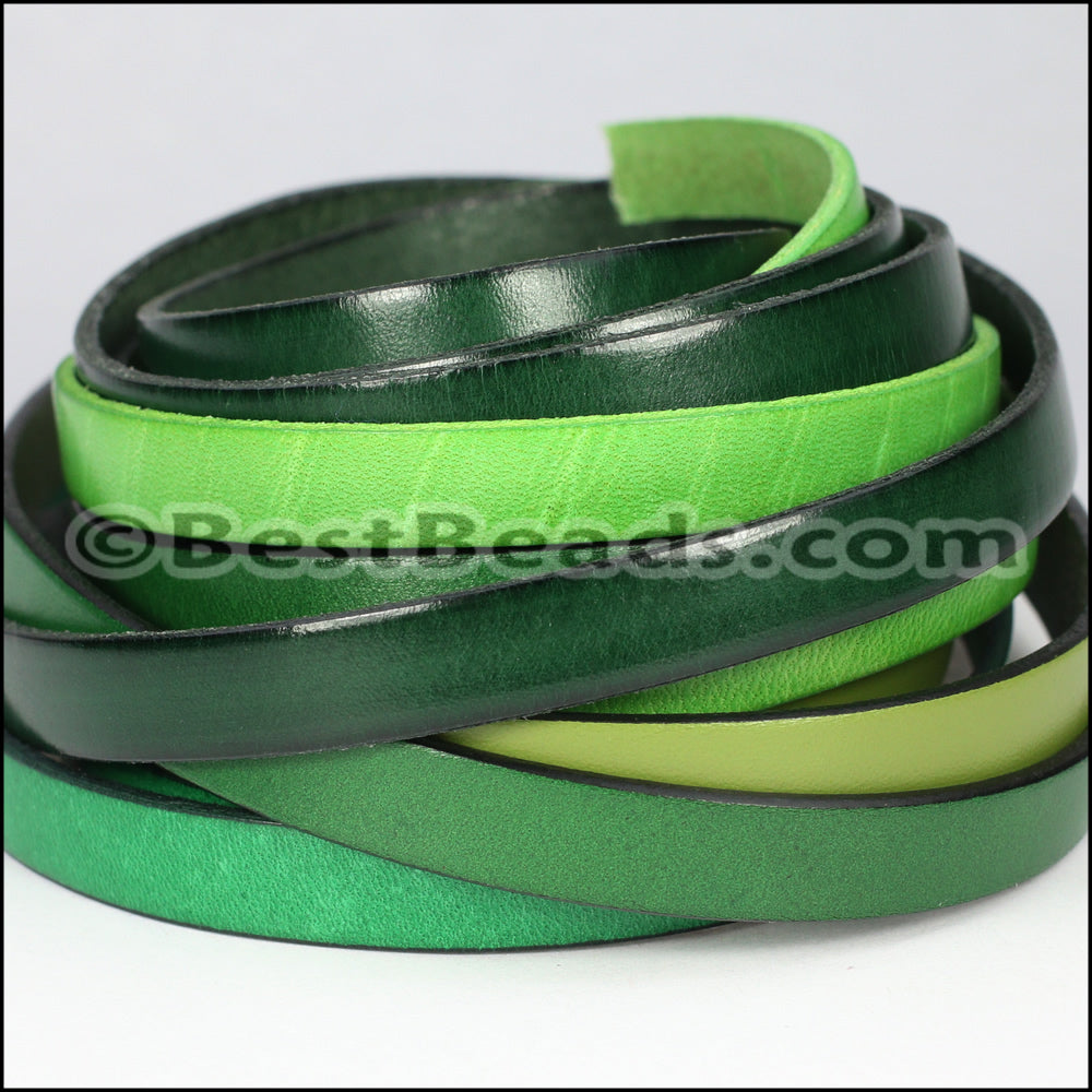 10mm Flat Leather Mixed Bundle FOREST - 5 meters