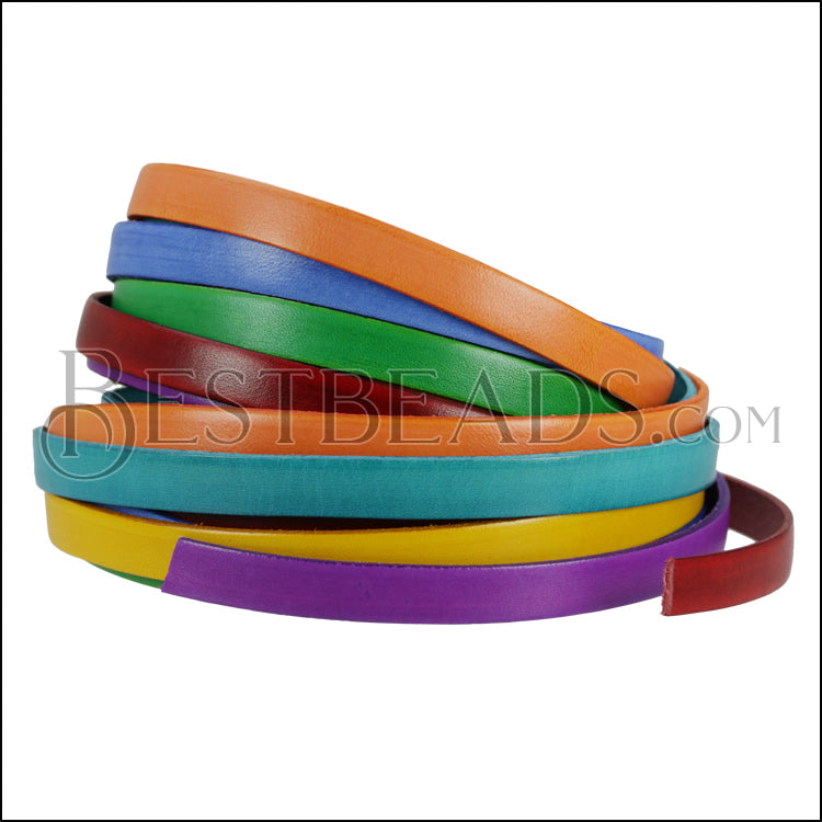 10mm Flat Leather Mixed Bundle RAINBOW DOLCE - 7 meters