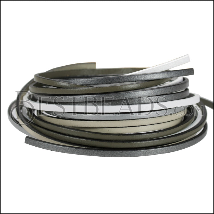 3mm Flat Leather Mixed Bundle STORMY SKY - 5 meters