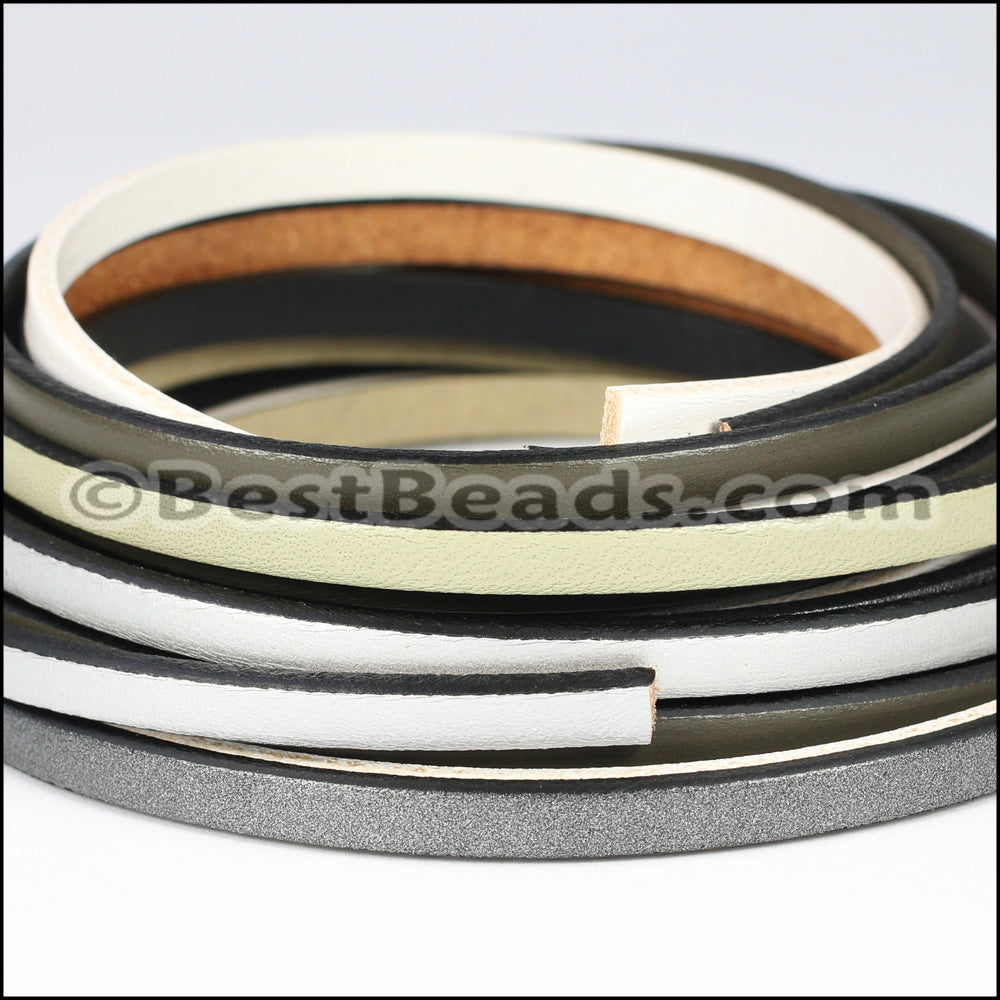 5mm Flat Leather Mixed Bundle STORMY SKY - 5 meters