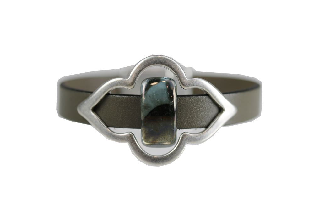 8mm flat GUNMETAL:TURQUOISE 10mm Wide Ceramic bead - 10 pcs