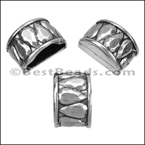 Mini Regaliz® TEARDROP end cap ANT SILVER (stitched leather) - 10 pcs