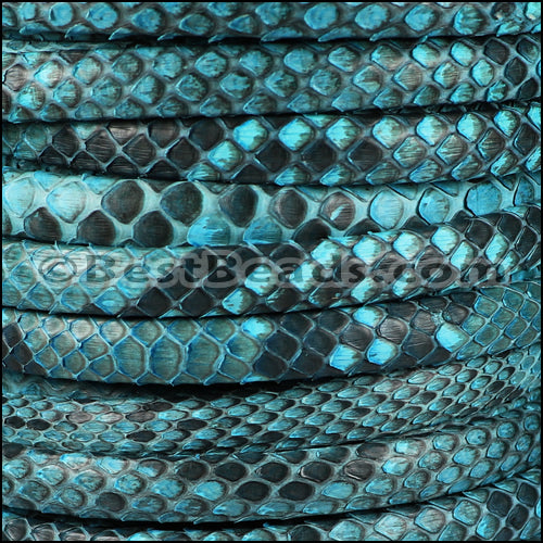 Mini Regaliz® PYTHON leather TURQUOISE - 1 meter