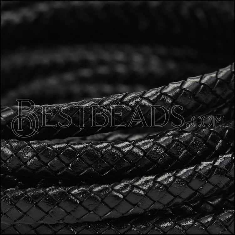 MINI Regaliz® Indian Braided Leather BLACK - 1 meter