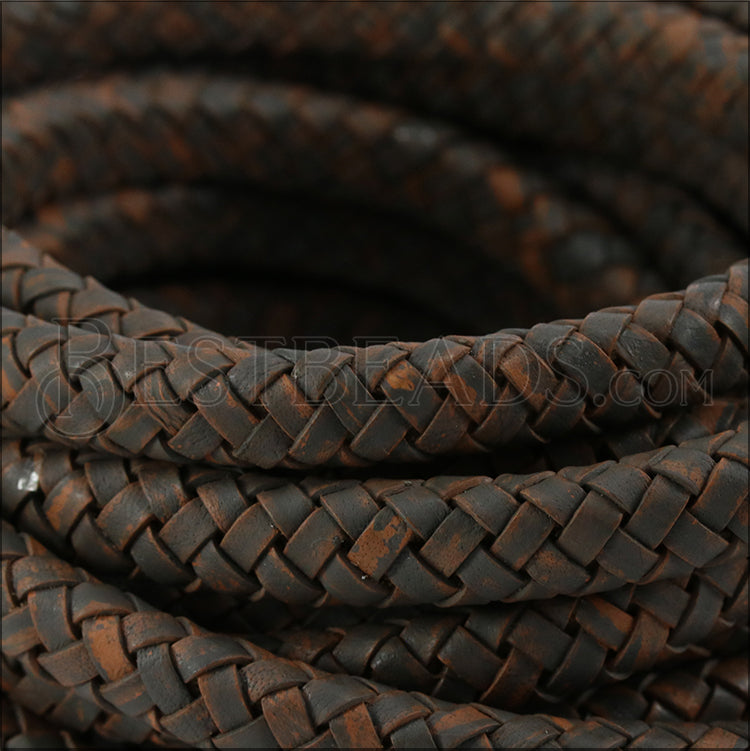 MINI Regaliz® Indian Braided Leather CHARCOAL - 1 meter coil